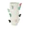 15.75" White Ceramic Butterfly Wide Decorative Vase with Multicolor Accents